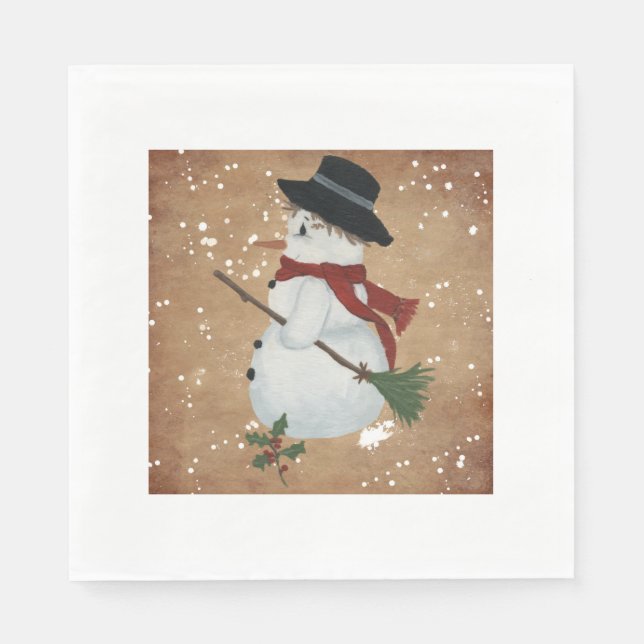 Servilleta De Papel Napkins Country Snowman Paper (Anverso)