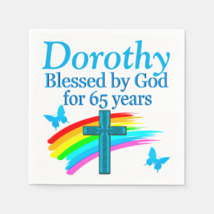 SERVILLETA DE PAPEL NAPKINS CRISTIANOS AZULES PERSONALIZADOS 65º CUMPL