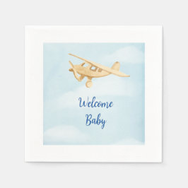 Servilleta De Papel Napkins de acuarela Baby Shower para aviones