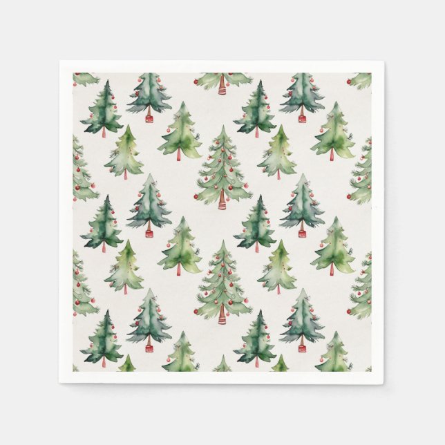 Servilleta De Papel Napkins de Árboles Fir Verdes de Navidad (Anverso)