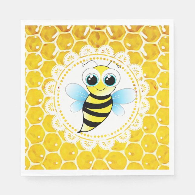 Servilleta De Papel Napkins de Baby Shower con temas de Honey Bee Bumb (Anverso)