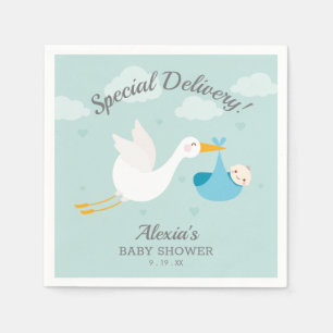 Servilleta De Papel Napkins de Baby Shower Stork Boy de Entrega Especi