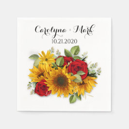 Servilleta De Papel Napkins de Bodas botánicos de girasol y Rosas