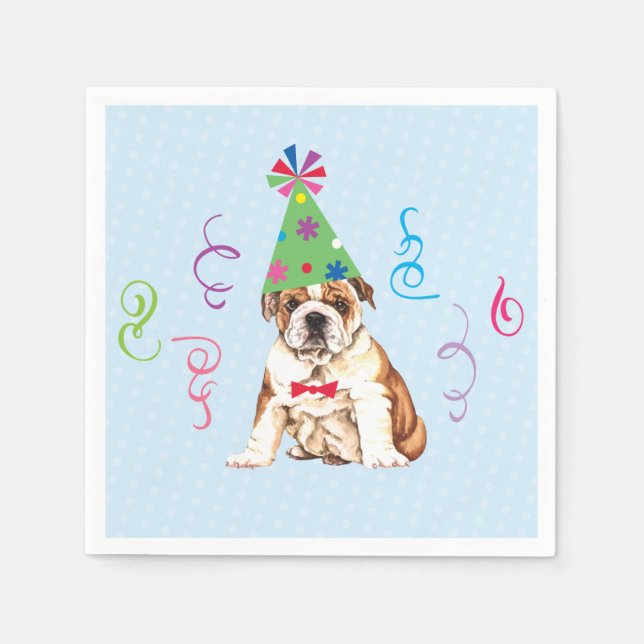 Servilleta De Papel Napkins de Bulldog de fiesta de cumpleaños (Anverso)