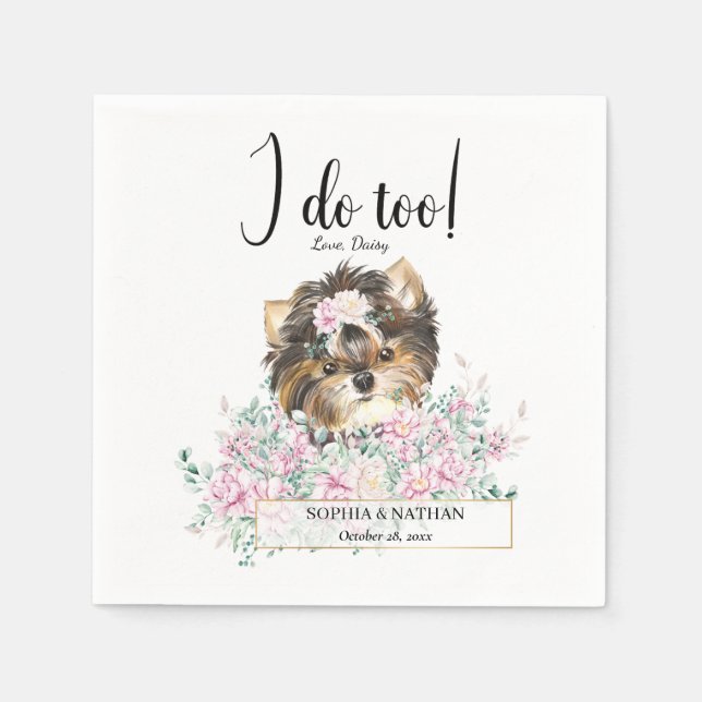 Servilleta De Papel Napkins de Cocktail de Yorkshire Terrier Dog Boda (Anverso)
