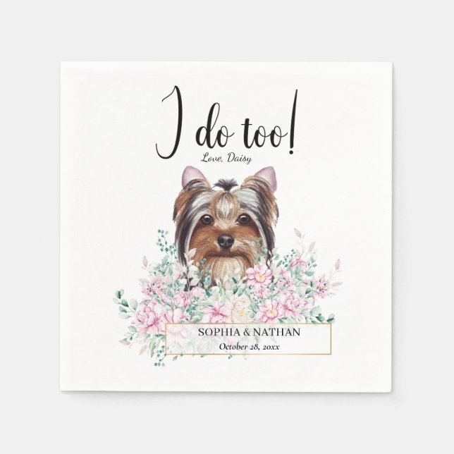 Servilleta De Papel Napkins de Cocktail de Yorkshire Terrier Dog Boda (Anverso)