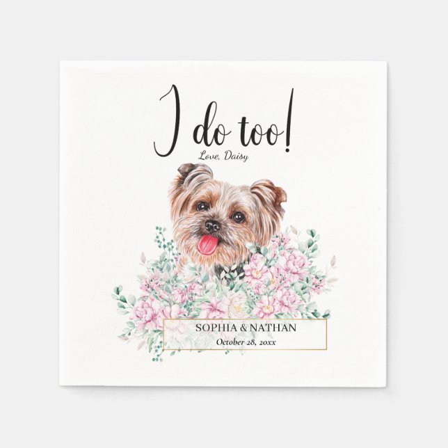 Servilleta De Papel Napkins de Cocktail de Yorkshire Terrier Dog Boda (Anverso)