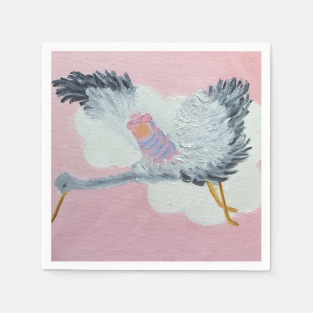 Servilleta De Papel Napkins de cócteles para niñas de la cigüeña (Anverso)