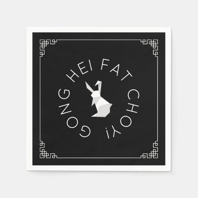 Servilleta De Papel Napkins de conejo de origami para el año nuevo chi (Anverso)