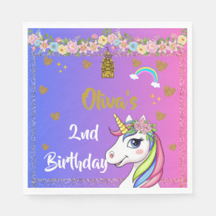 Servilleta De Papel Napkins de Cumpleaños de Unicorn Fiesta de unico