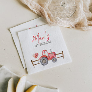 Servilleta De Papel Napkins de Cumpleaños del Tractor Rojo