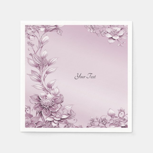 Servilleta De Papel Napkins De Foliage Floral Rosa (Anverso)