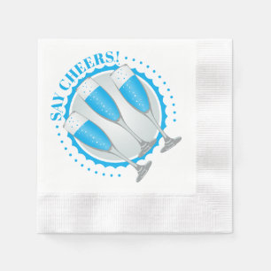 Servilleta De Papel Napkins de gafas de champagne azul de Mimosa