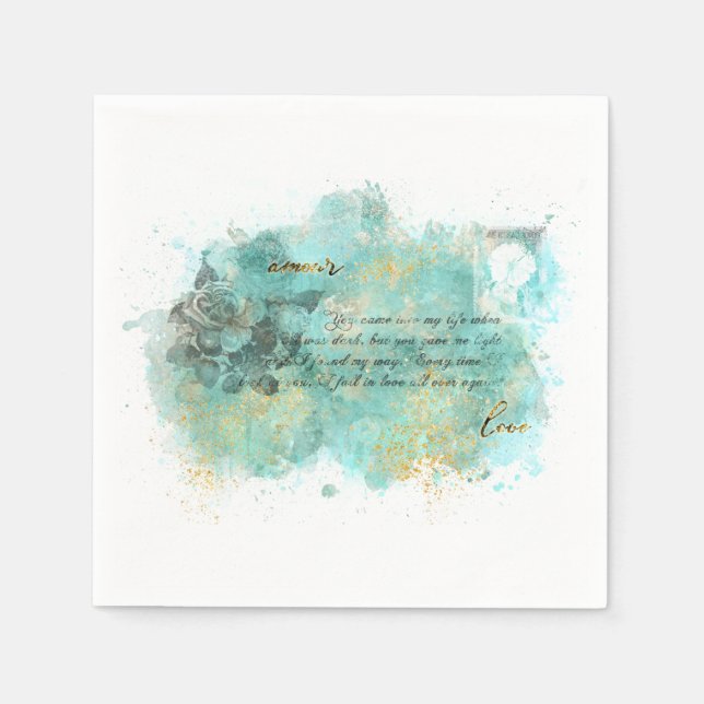 Servilleta De Papel Napkins de letras de amor antiguas (Anverso)