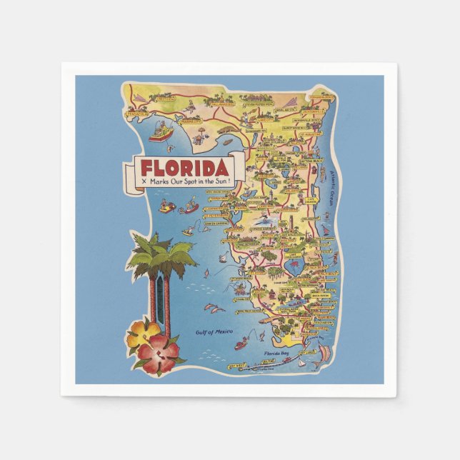 Servilleta De Papel Napkins de mapas de Florida (Anverso)