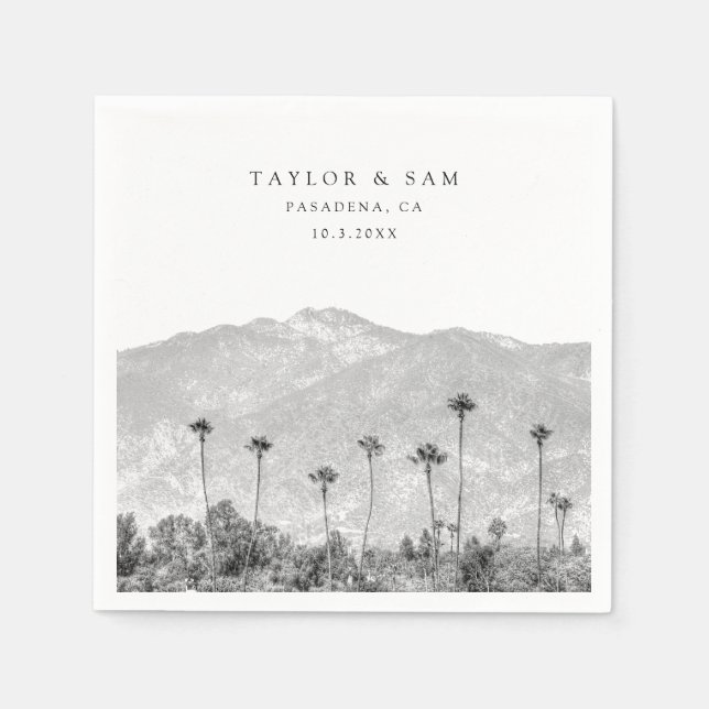 Servilleta De Papel Napkins de montaña Pasadena Boda (Anverso)
