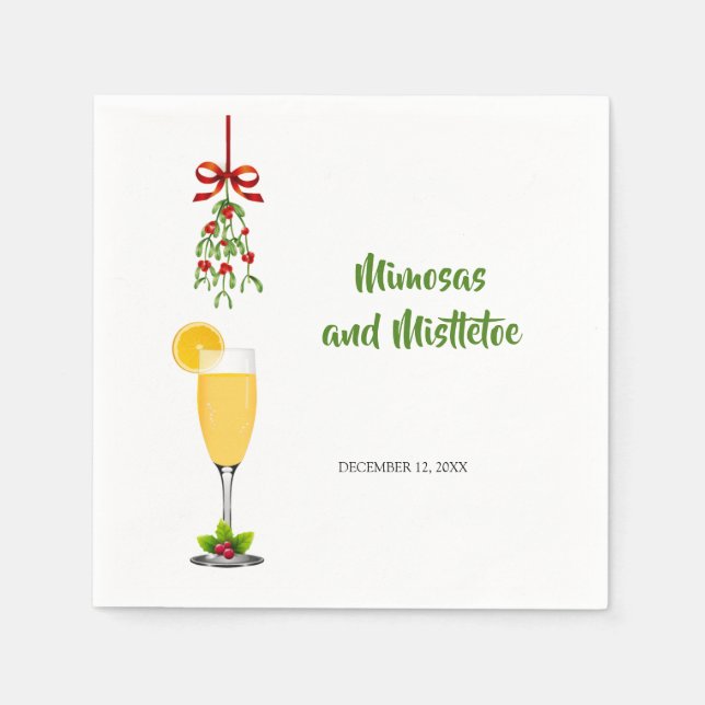 Servilleta De Papel Napkins de Navidades Mimosas y Mistletoe (Anverso)