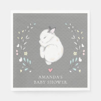 Napkins de papel Baby Shower para conejitos durmie