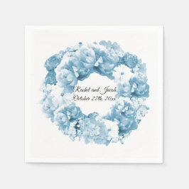 Servilleta De Papel Napkins de papel Boda Monocromático Blue Wreath