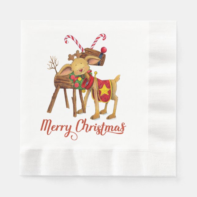 Servilleta De Papel Napkins de papel de ciervo para navidades (Anverso)