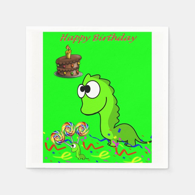Servilleta De Papel Napkins de papel de cumpleaños de dinosaurios (Anverso)