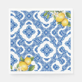 Servilleta De Papel Napkins de papel de novia citrus limón azul