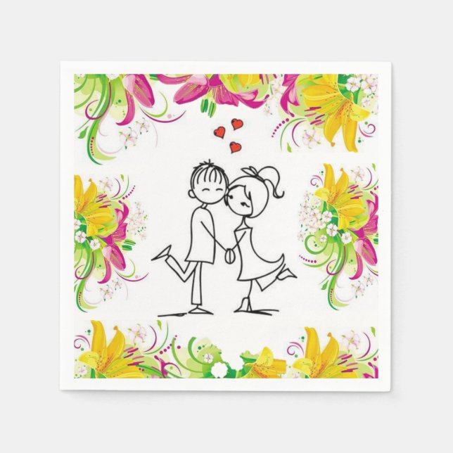 Servilleta De Papel Napkins de papel el día de San Valentín (Anverso)