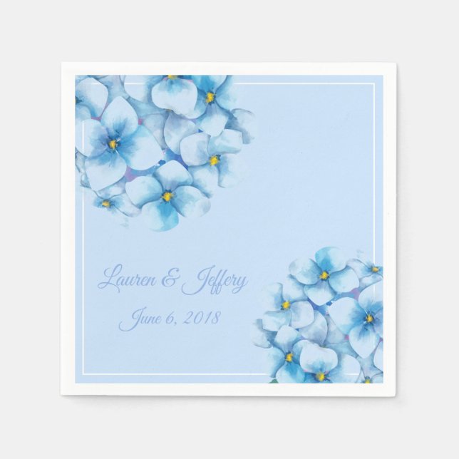 Servilleta De Papel Napkins de papel-Hydrangeas azules (Anverso)