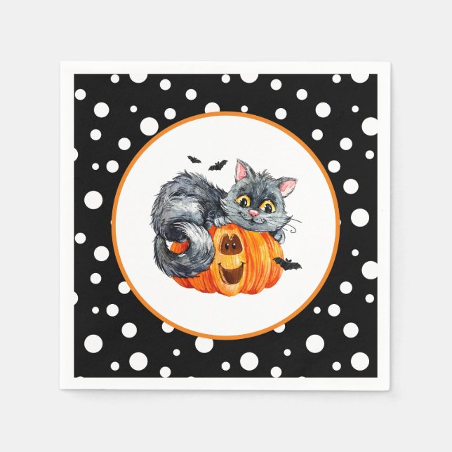 Servilleta De Papel Napkins de papel para gatos de Halloween (Anverso)