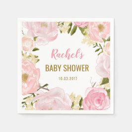 Servilleta De Papel Napkins de papel Rubor Pink Gold Floral Baby Showe