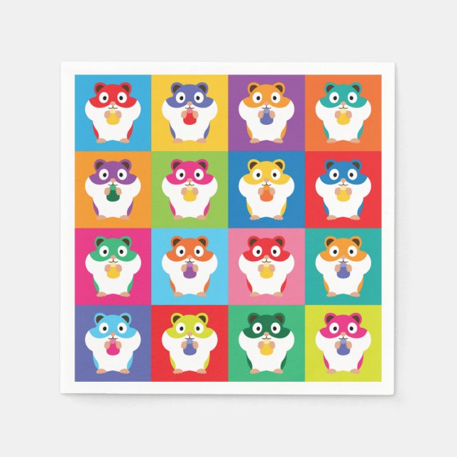 Servilleta De Papel Napkins de Pop Art Hamsters (Anverso)