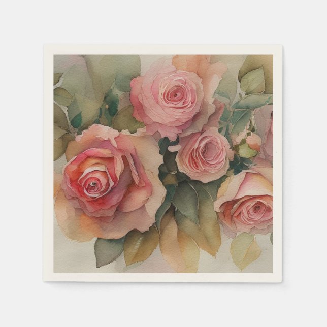 Servilleta De Papel Napkins de Rosas Vintage (Anverso)