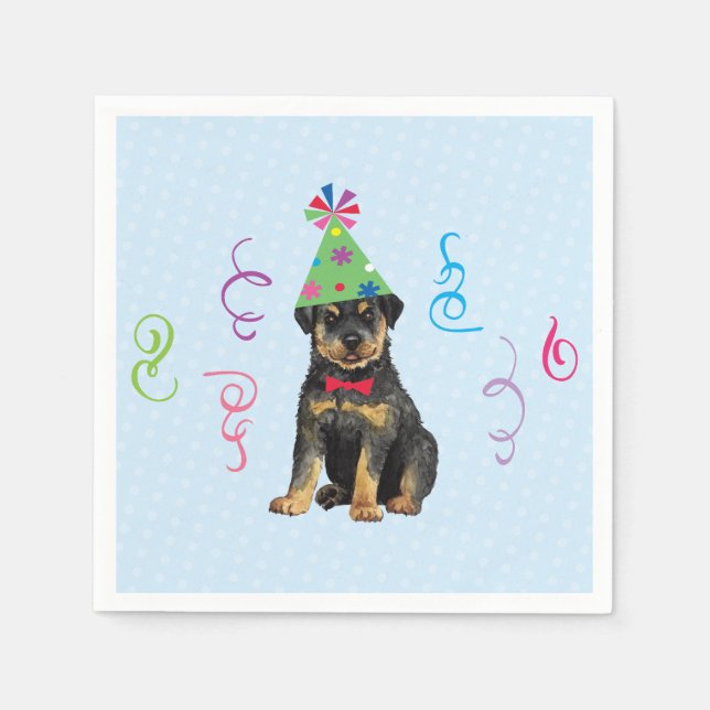 Servilleta De Papel Napkins de Rottweiler Party Birday (Anverso)