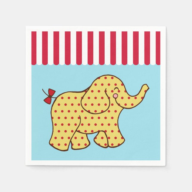 Servilleta De Papel Napkins del Circus Elephant Birthday Party (Anverso)