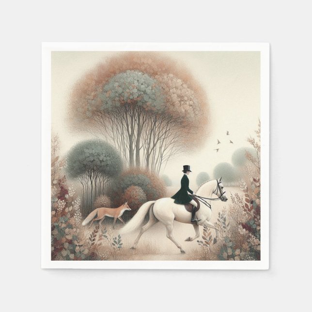 Servilleta De Papel Napkins Equestrian Elusive Fox Hunt (Anverso)