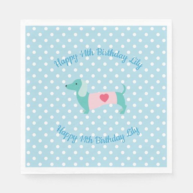 Servilleta De Papel Napkins Fiesta Blue Dachshund (Anverso)