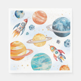 Servilleta De Papel Napkins Fiesta de espacio acuarela
