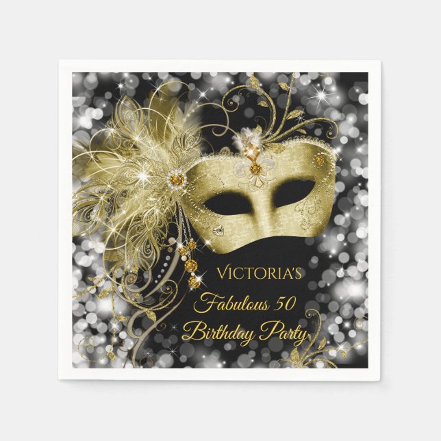 Servilleta De Papel Napkins Fiesta de Masquerade (Anverso)