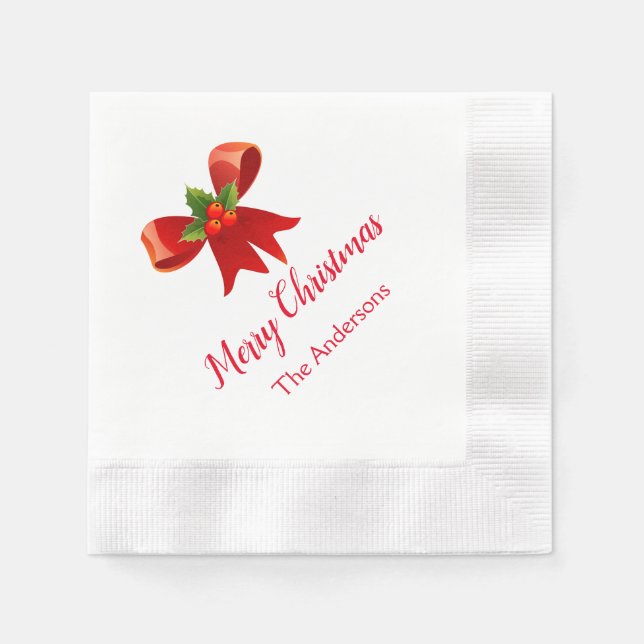 Servilleta De Papel Napkins Fiesta de Navidades personalizados de Red  (Anverso)