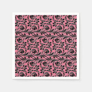 Servilleta De Papel NAPKINS, FIESTA De Ondas Metálicas-Lt Pink-Black-P
