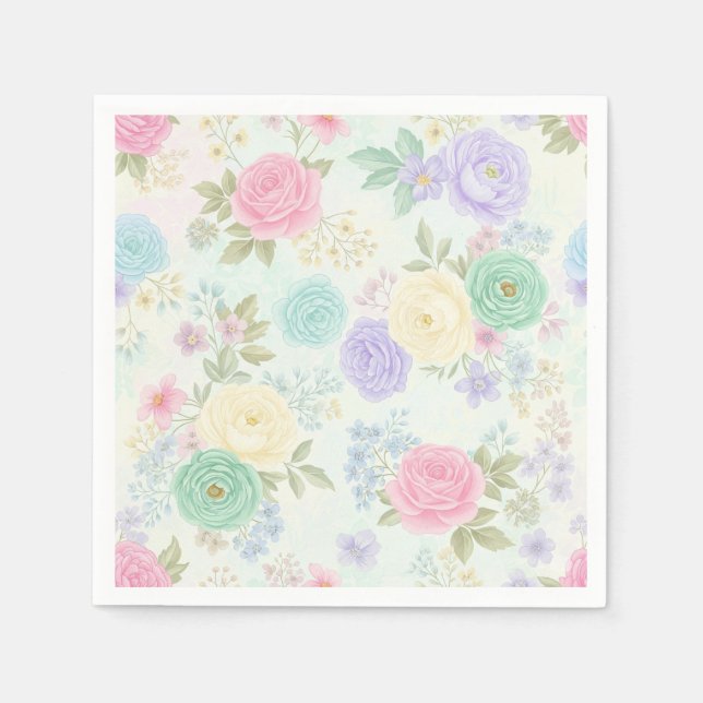 Servilleta De Papel Napkins Fiesta de papel floral Pastel (Anverso)