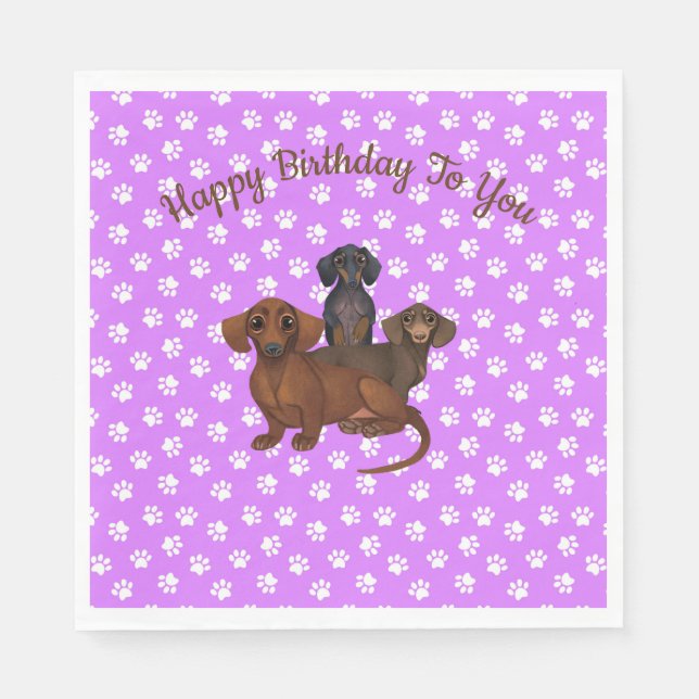Servilleta De Papel Napkins Fiesta de papel morado de Dachshund (Anverso)