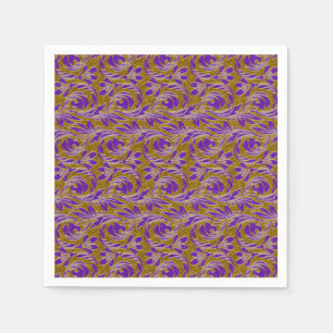 Servilleta De Papel NAPKINS, FIESTA de Waves metálicas-Purple-Gold-2-P