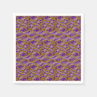 Servilleta De Papel NAPKINS, FIESTA de Waves metálicas-Purple-Gold-2-P