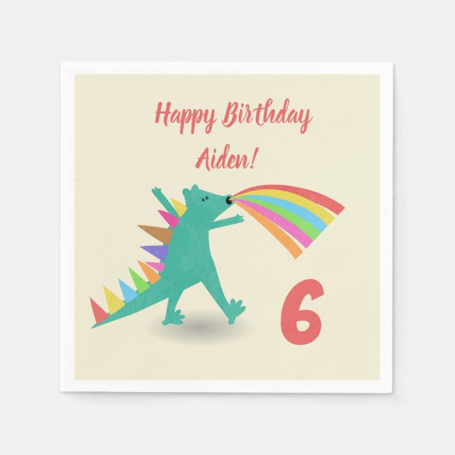 Servilleta De Papel Napkins Fiesta Dinosaur Happy Birday (Anverso)