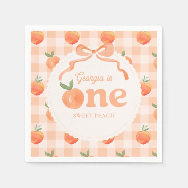 Servilleta De Papel Napkins Fiesta Editable Gingham Peach (Anverso)