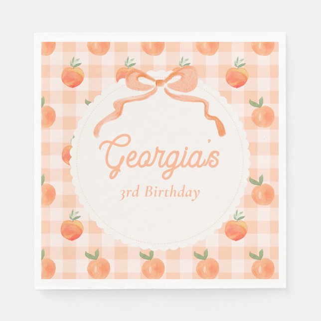 Servilleta De Papel Napkins Fiesta Editable Gingham Peach (Anverso)