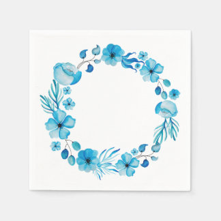 Servilleta De Papel Napkins floral azul personalizable
