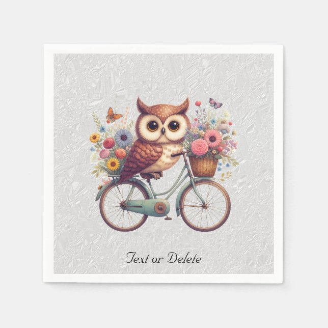 Servilleta De Papel Napkins Floral Bicycle Owl (Anverso)