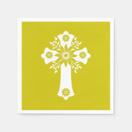 Servilleta De Papel Napkins Floral Cross Yellow